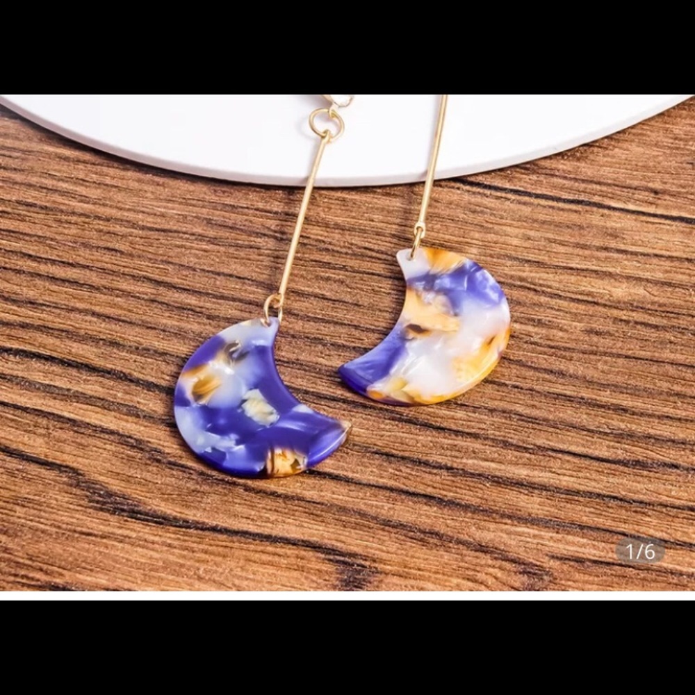 Acrylic Crescent Moon Drop Earrings